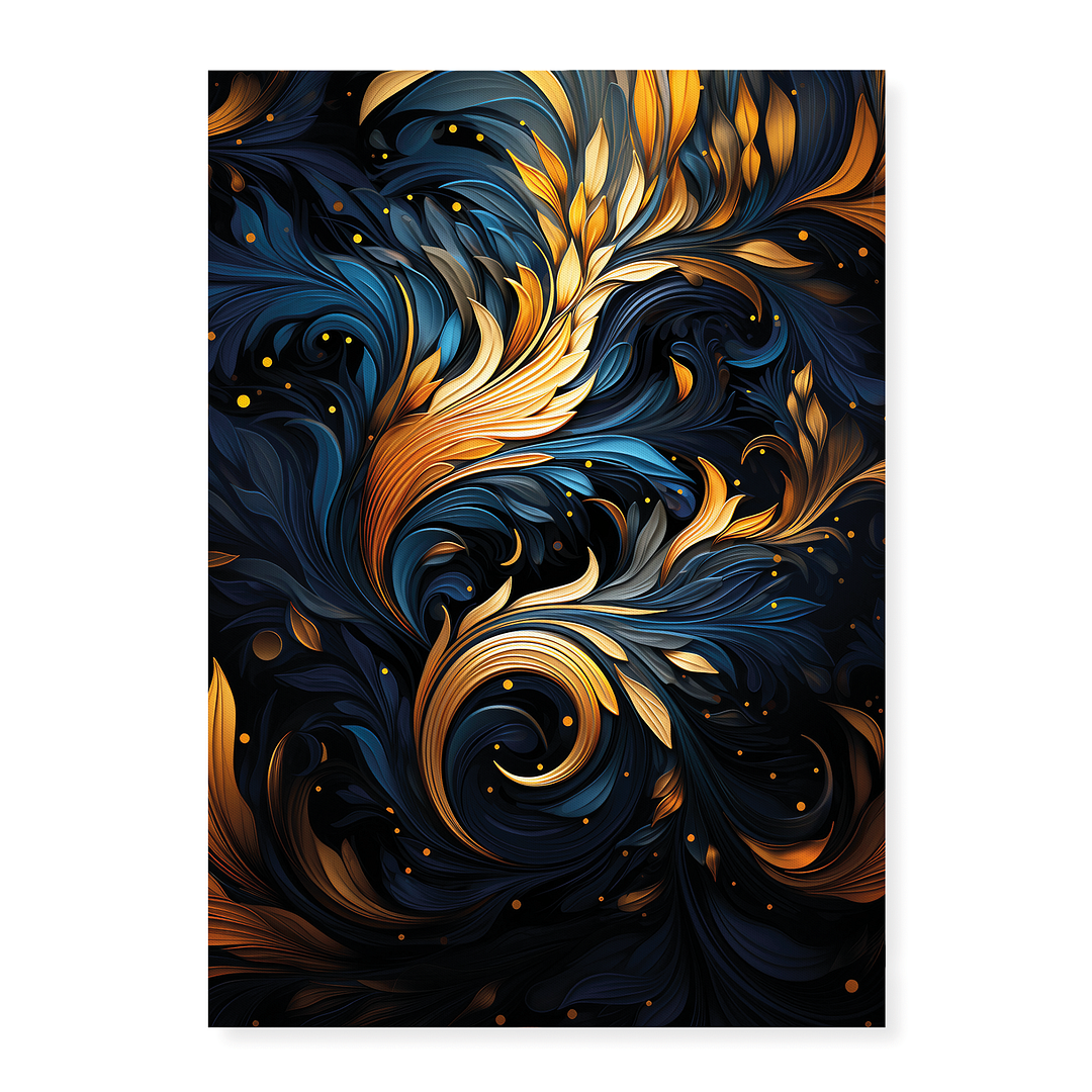 Gold and blue art deco pattern  - Art Print
