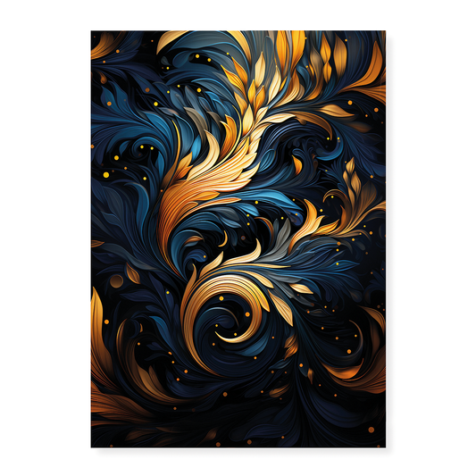 Gold and blue art deco pattern  - Art Print
