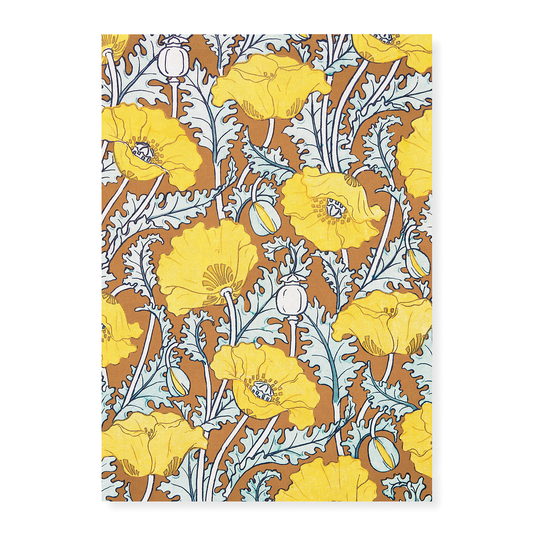 Art nouveau poppy flowerpattern - Art Print