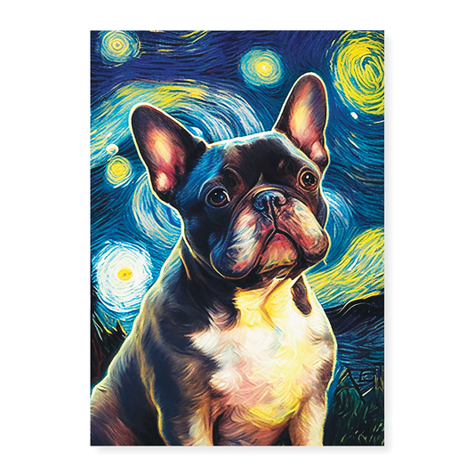 French bulldog in Van Gogh style - Art Print