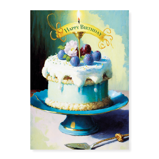 Happy Birthday cake painting in Claude Monet style - Art Print