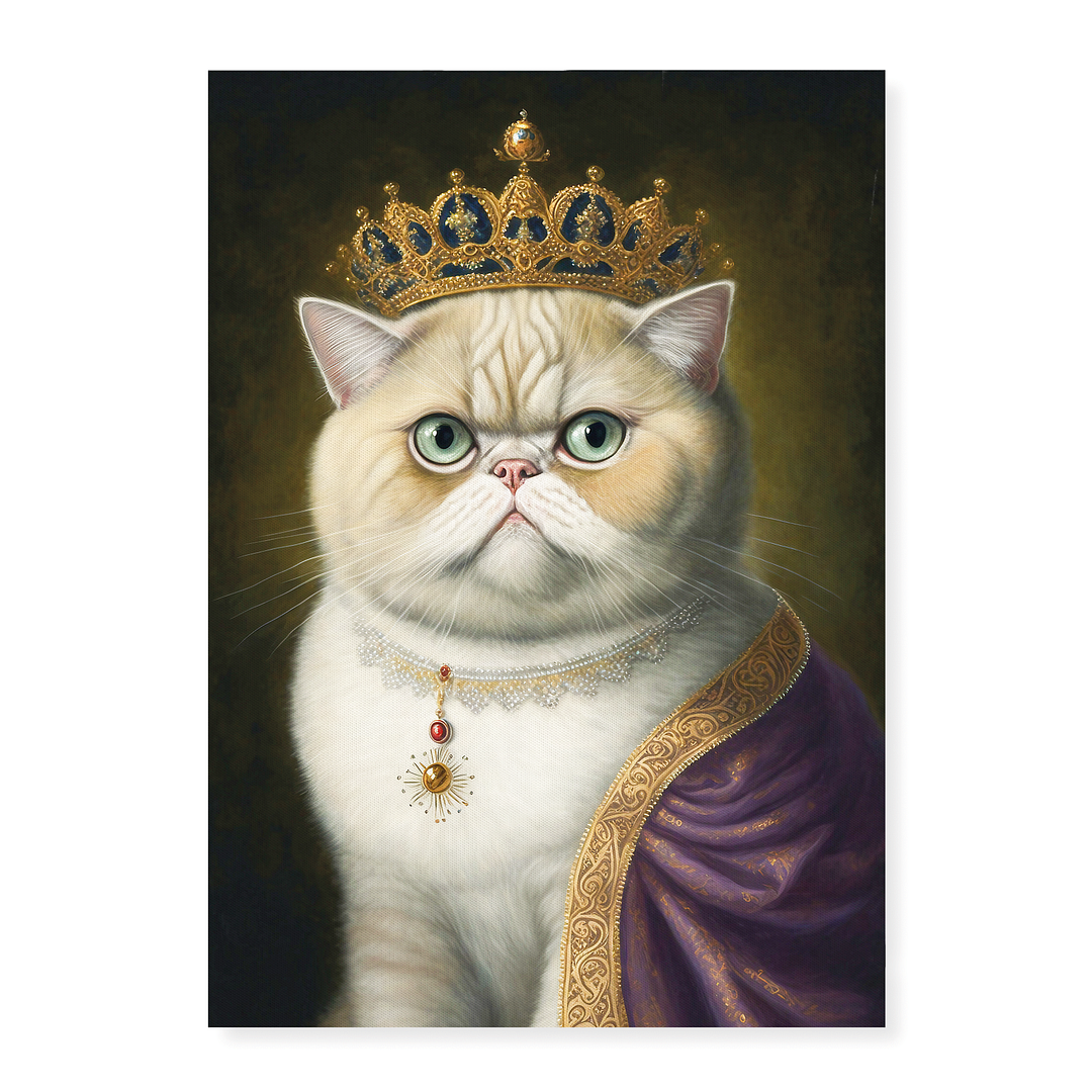 Renaissance painting of an Exotic Shorthair as a queen - Art Print