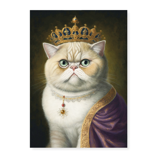 Renaissance painting of an Exotic Shorthair as a queen - Art Print