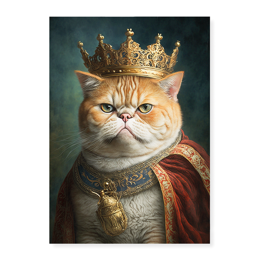 Renaissance painting of an Exotic Shorthair as a king - Art Print