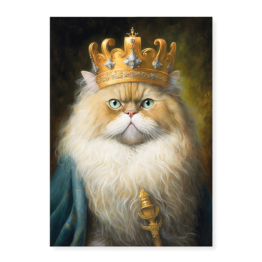 Renaissance painting of a Persian cat as a king - Art Print