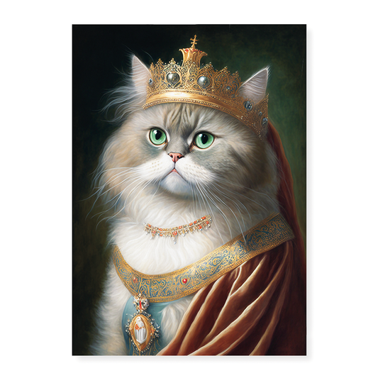 Renaissance painting of a Persian cat as a queen - Art Print