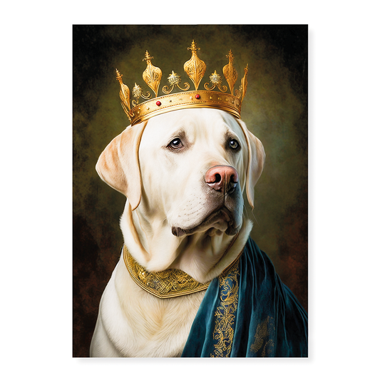 Renaissance painting of a white Labrador as a king - Art Print