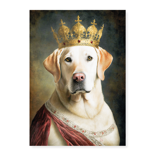 Renaissance painting of a white Labrador as a queen - Art Print