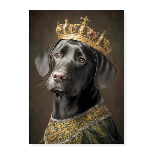 Renaissance painting of a black Labrador as a queen - Art Print