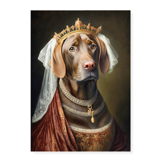 Renaissance painting of a brown Labrador as a queen - Art Print