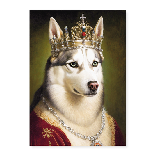 Renaissance painting of a Siberian Huskies as a queen - Art Print