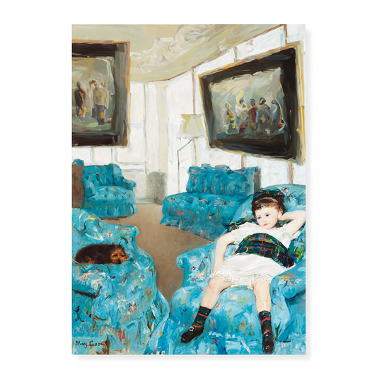 Little Girl in a Blue Armchair by Mary Cassatt - Art Print