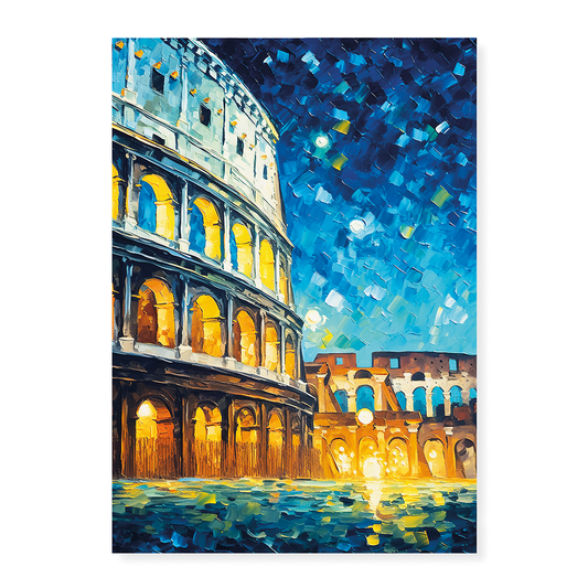 The Colosseum at night in Van Gogh style - Art Print