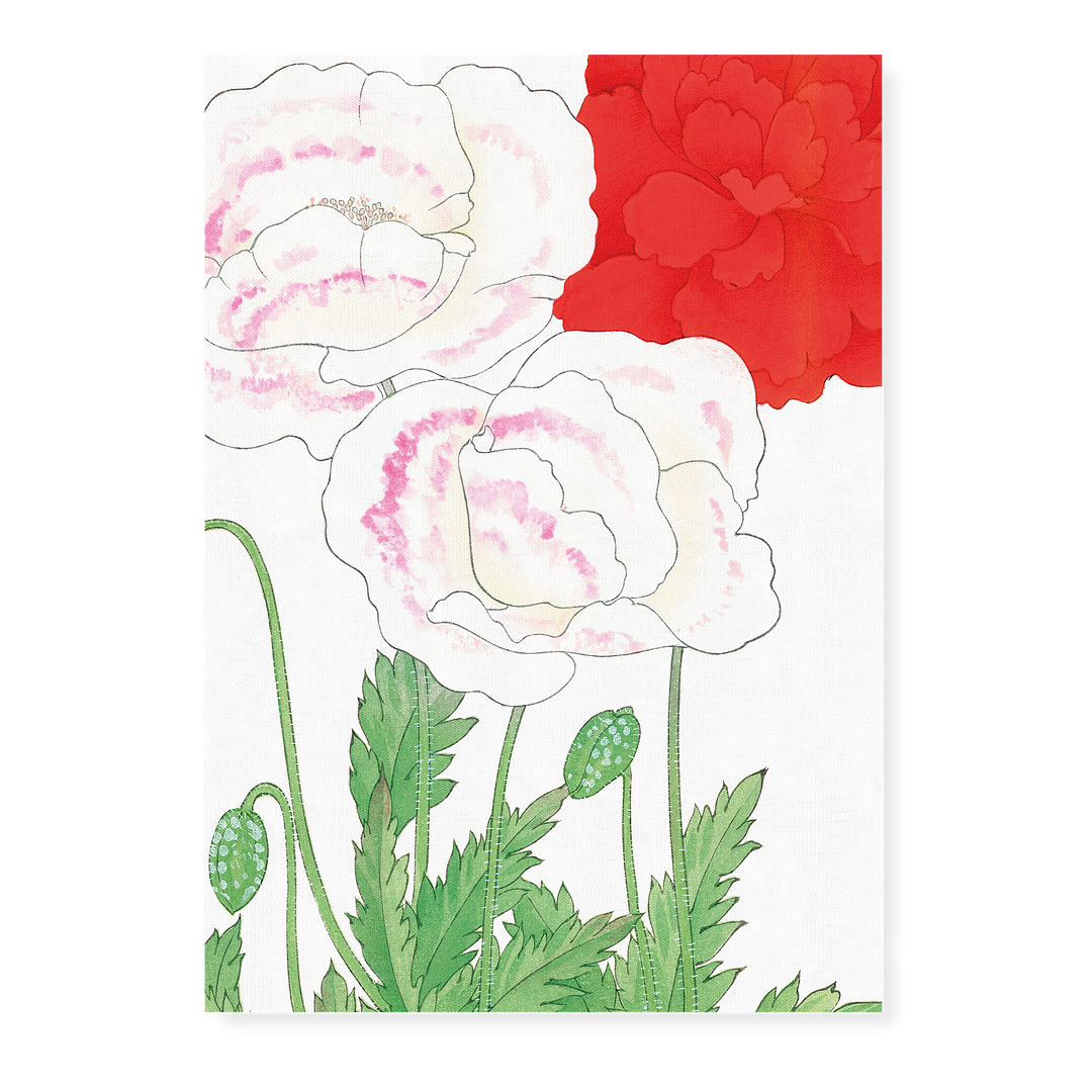 White & Red Poppies By Tanigami Kônan Art-Print