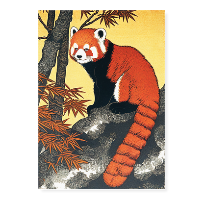 Red panda on a maple tree - Art Print