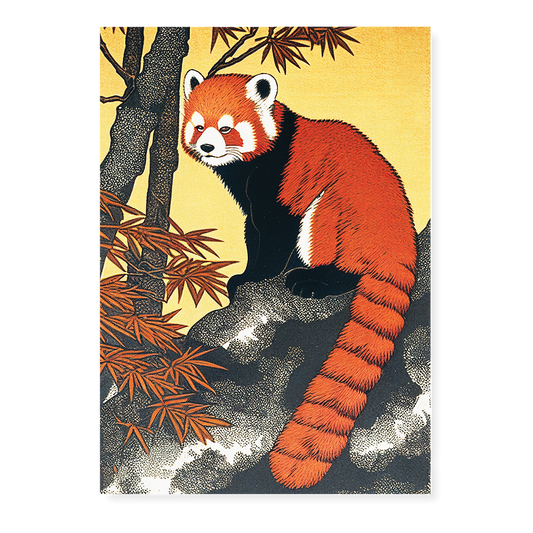 Red panda on a maple tree - Art Print