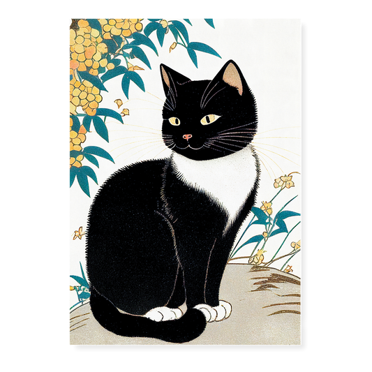 Little kitten with Forsythia - Art Print