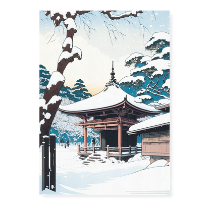 Japanese shrine in the snow - Art Print