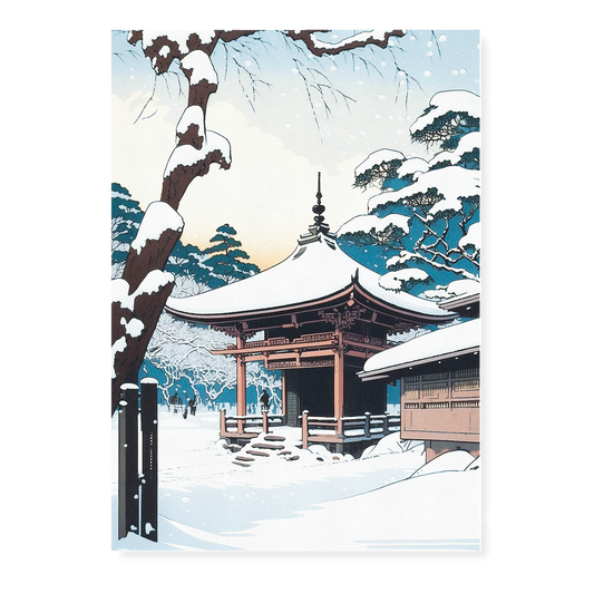 Japanese shrine in the snow - Art Print