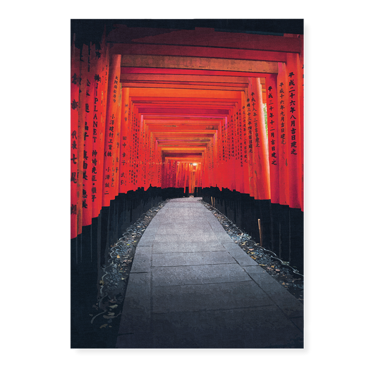 Fushimi Inari Shrine Gate In Kyoto Japanese Woodblock - Art Print