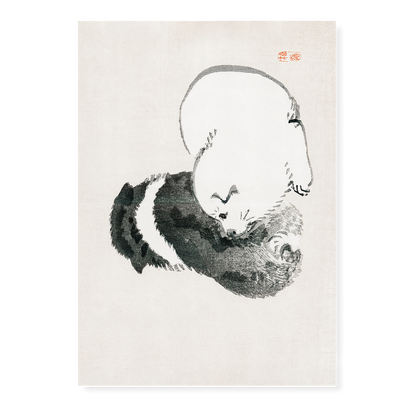 Black and white puppies by Kōno Bairei - Art Print
