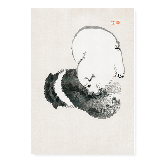 Black and white puppies by Kōno Bairei - Art Print