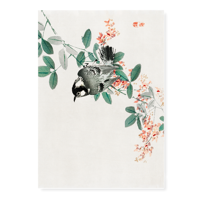Black-capped chickadee by Kōno Bairei - Art Print