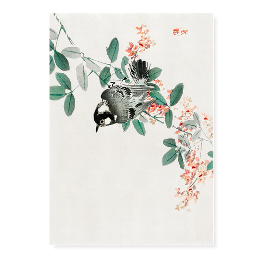 Black-capped chickadee by Kōno Bairei - Art Print
