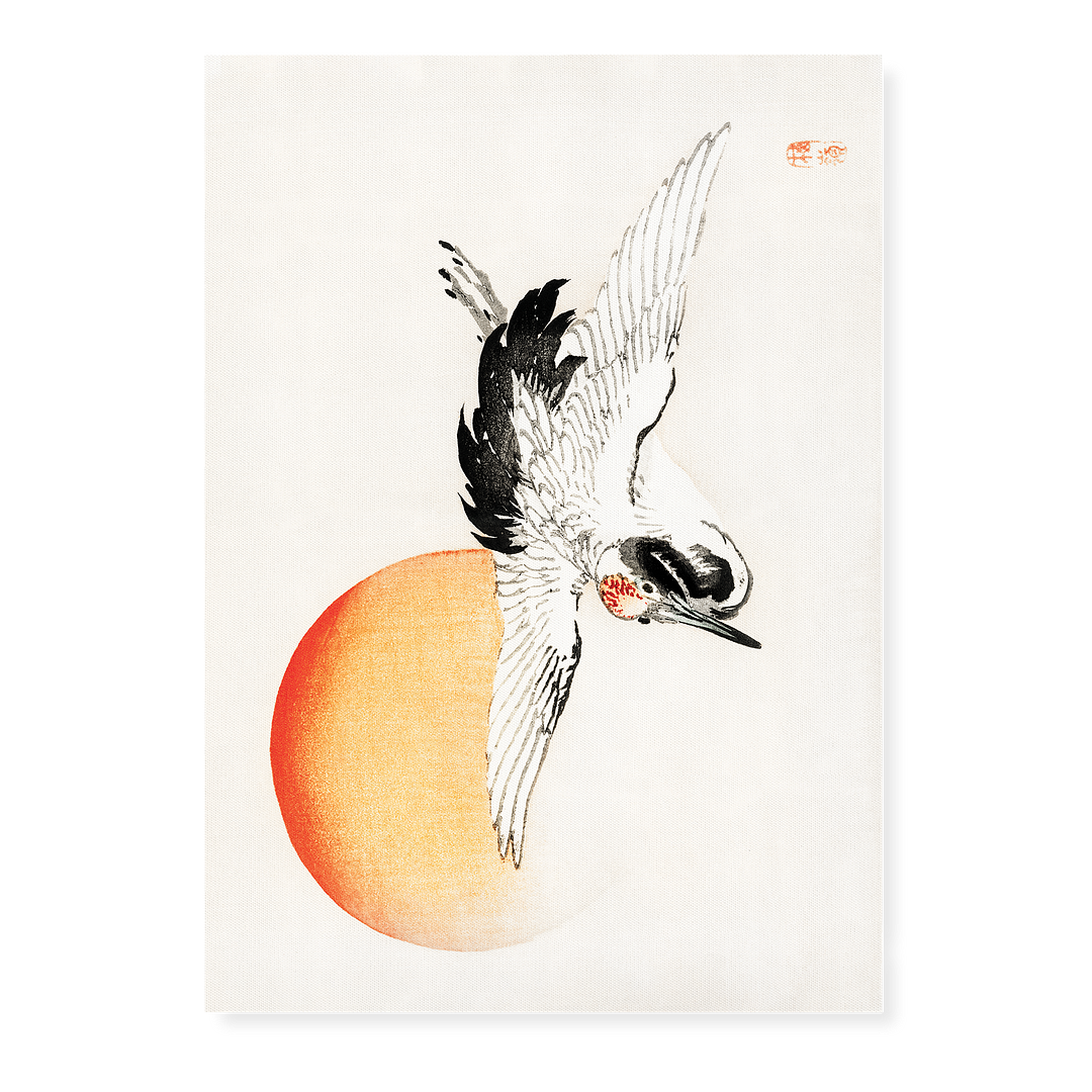 Flying crane by Kōno Bairei - Art Print