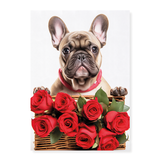 Frenchy bringing roses - Art Print
