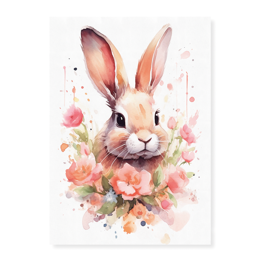 Bunny with flowers - Art Print