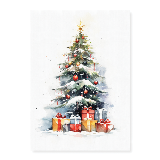 Christmas tree with presents - Art Print