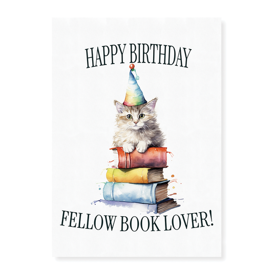 Happy birthday fellow book lover! (Cat) - Art Print