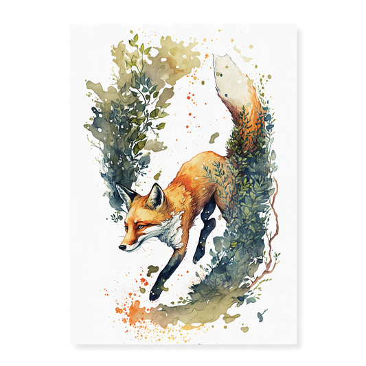Fox running elephant - Art Print