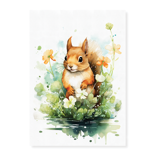 Squirrel surrounded by plants - Art Print