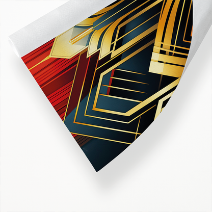 Art Deco pattern (Gold and red) - Art Print