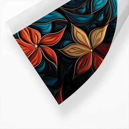 Blue and red flower pattern - Art Print