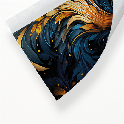 Gold and blue art deco pattern  - Art Print