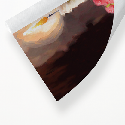 Stawberry Birthday cake painting in Claude Monet style - Art Print