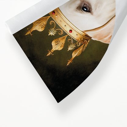 Renaissance painting of a white Labrador as a king - Art Print