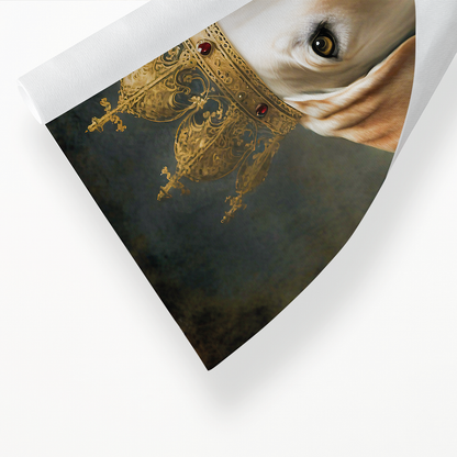 Renaissance painting of a white Labrador as a queen - Art Print