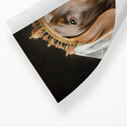Renaissance painting of a brown Labrador as a queen - Art Print