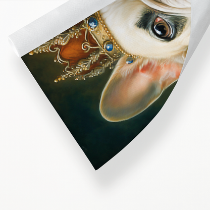 Renaissance painting of a french bulldog as a queen - Art Print