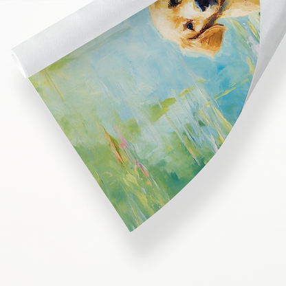 Dog playing in water in Monet style - Art Print