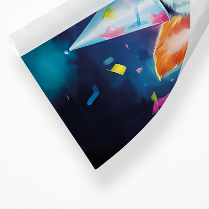 Chihuahua with a party hat colourful painting - Art Print