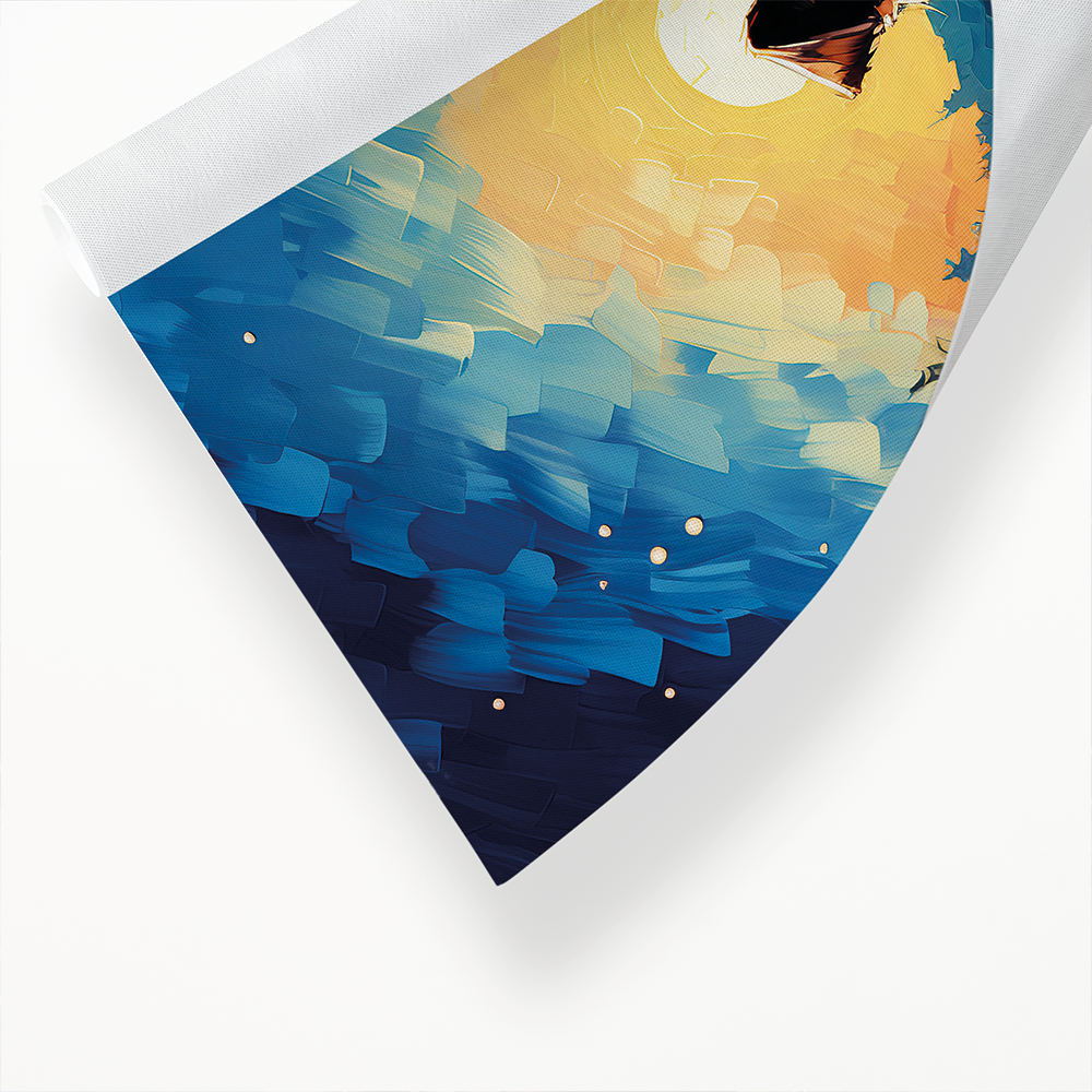 Dog looking at the sun set Van Gogh style - Art Print