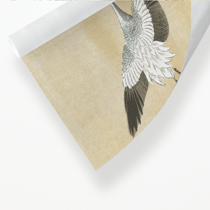 Crane flying at red moon By Kano Tsunenobu - Art Print