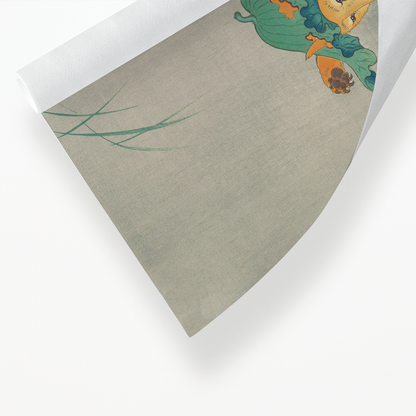 Dancing Fox with Lotus-leaf Hat By Ohara Koson - Art Print