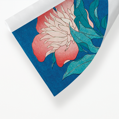 Katsushika Hokusai's peonies and canary - Art Print
