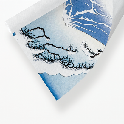Snowy lake in front of mount fuji - Art Print